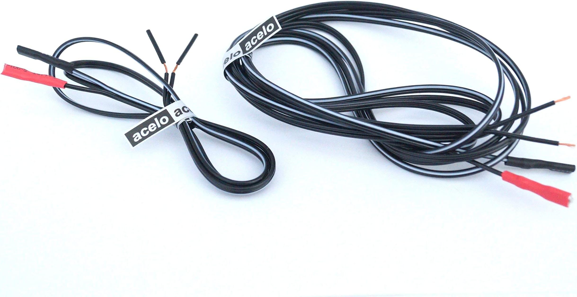 acelo – Bicycle Light Cable – Set of 2 or Single – Dual Cable, Cable – for e.g. Bicycles – In 210 cm, 100 cm or 60 cm Lengths with Flat Plug on one End, Other End Stripped – 2-Wire – Original acelo