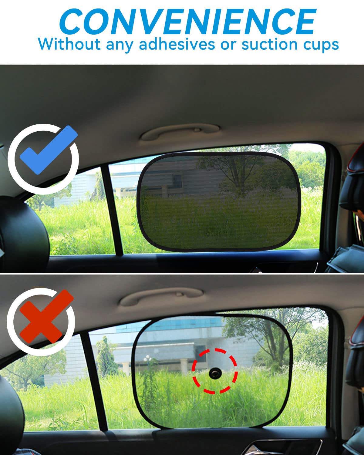 Keiurot Pare-Soleil Voiture Bébé, Universel Pare-Soleil Fenêtre De Voiture Protection UV Cache Soleil Voiture Bebe Auto-Adhésifs Pour Enfants, Bébés, Adultes 2 Pièces