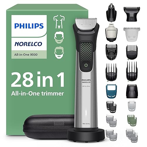Miniatura 9 de Norelco Philips Multigroom serie 9000, recortadora todo en uno, recortadora de barba y cortapelos, kit de aseo para hombres de 25 piezas/27