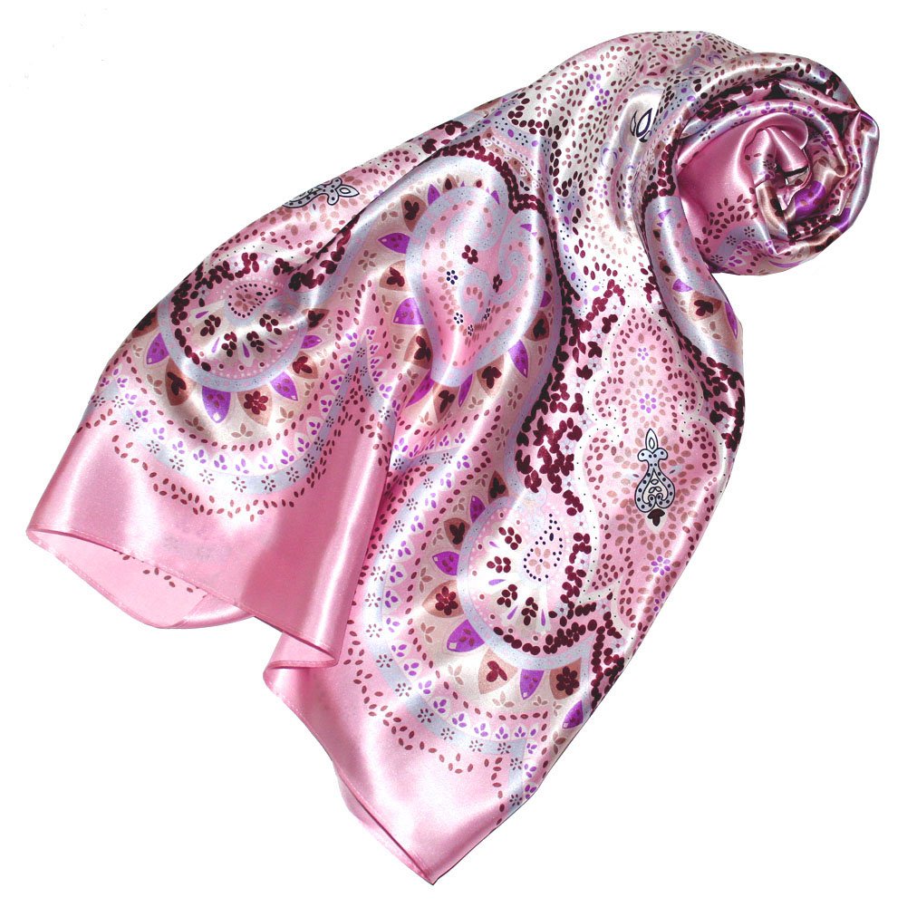 LORENZO CANA Foulard pour la femme – écharpe de 100% soie pour le printemps et l´été, carré avec les mesures de 90 x 90 cm – une sensation de luxe en rose violet bordeaux