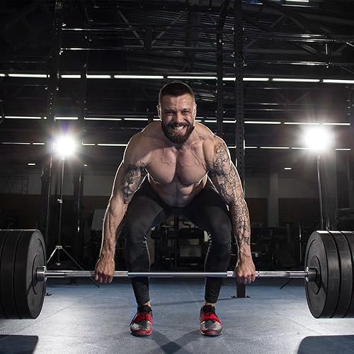 Miniatura 7 de Bonnlo Barra olímpica Barbell de 7 pies, barra olímpica de levantamiento de pesas de 1.102 in, agarre de 700 libras de capacidad, barra de banco de