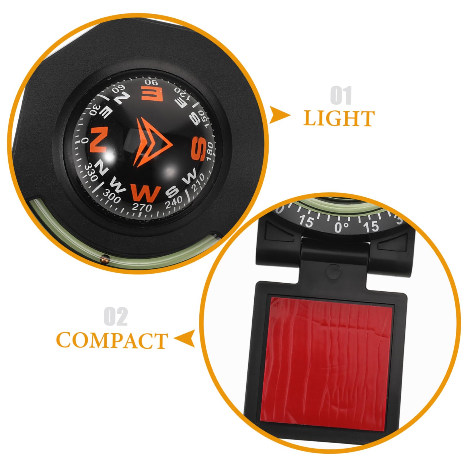 OUNONA Lot De 4 Accessoires pour Tableau De Bord De Voiture Boussole Multifonction Inclinomètre Boussole pour Bateau Taille Compacte Facile À Transporter Et À