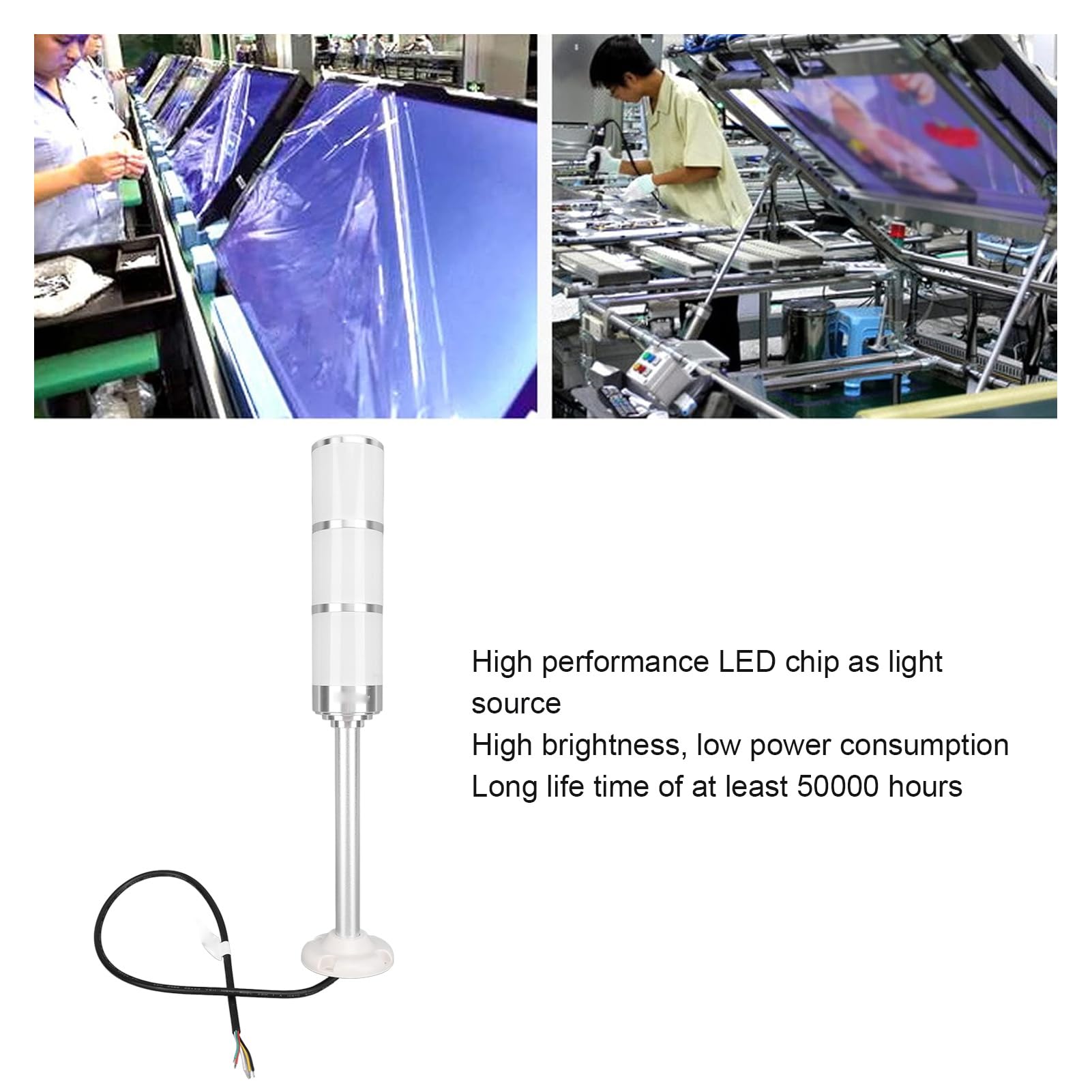 Torretta Luminosa di Segnalazione Industriale DC 24V, Lampada di Avvertimento a LED a 3 Strati Luce Flash Altamente Luminosa per Officina di Macchine CNC