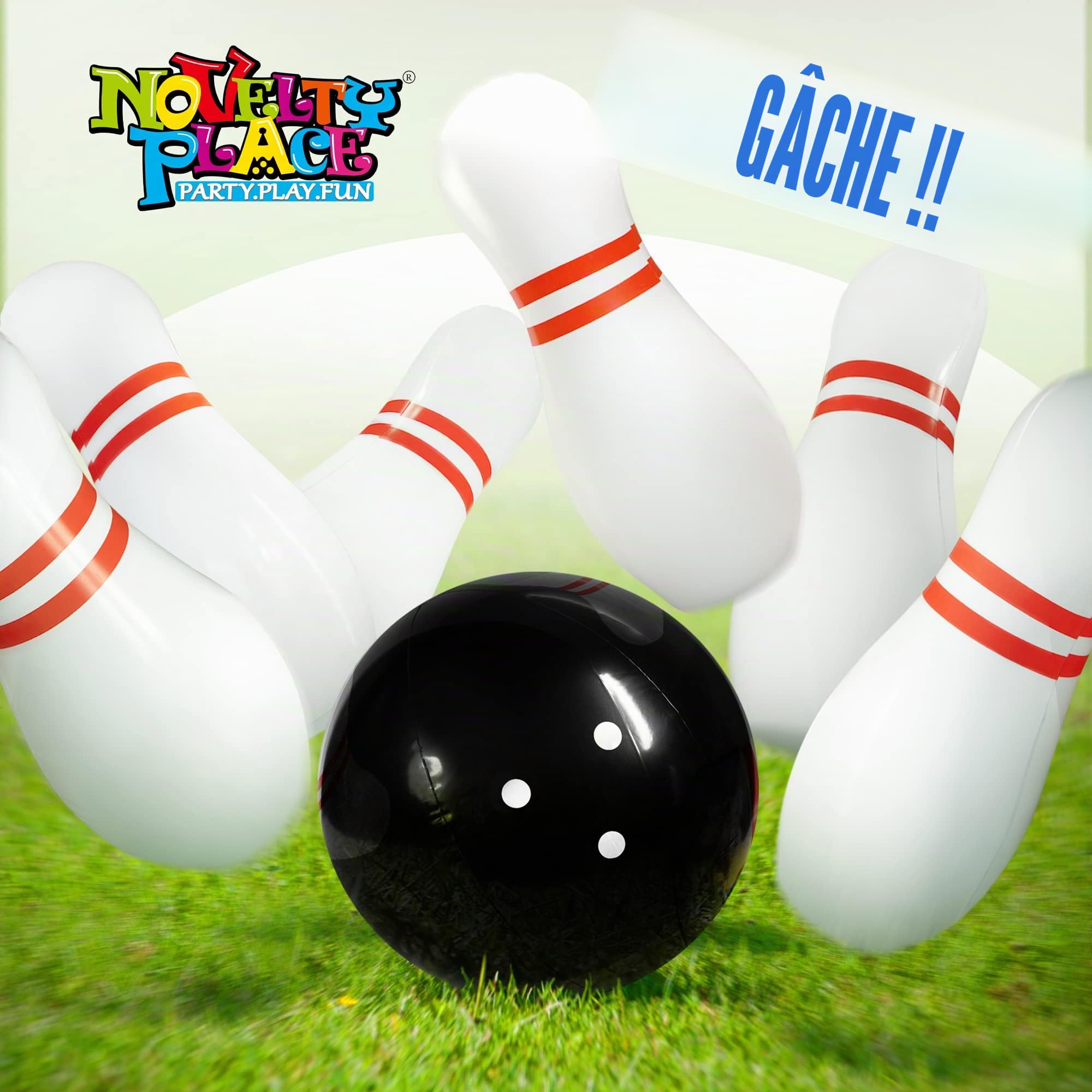Novelty Place Bowling Gonflable géant pour Enfants, Ballon 14 Pouces avec Six épingles 22 Pouces