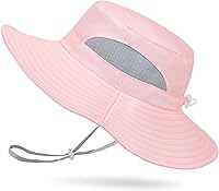 Vista 10 de Sombrero de sol para niñas de 2 a 8 años de malla con protección UV, sombrero de playa plegable para niñas de 2 a 8 años