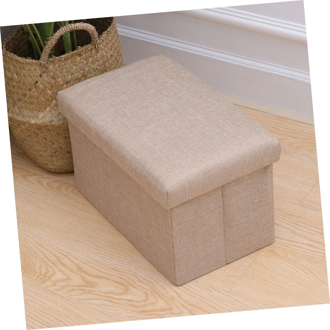 Folding Storage Toy Chest Box Fabric Bench Foot Rest for Bedroom Living