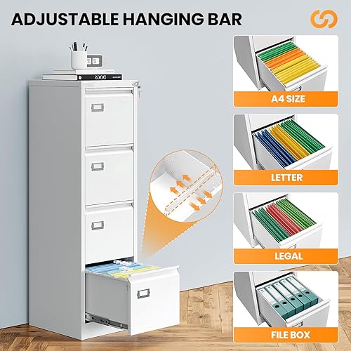 Vista 27 de Archivador de 3 cajones, archivador móvil totalmente ensamblado con cerradura para oficina en casa, caninete de metal con ruedas, cabina de tres
