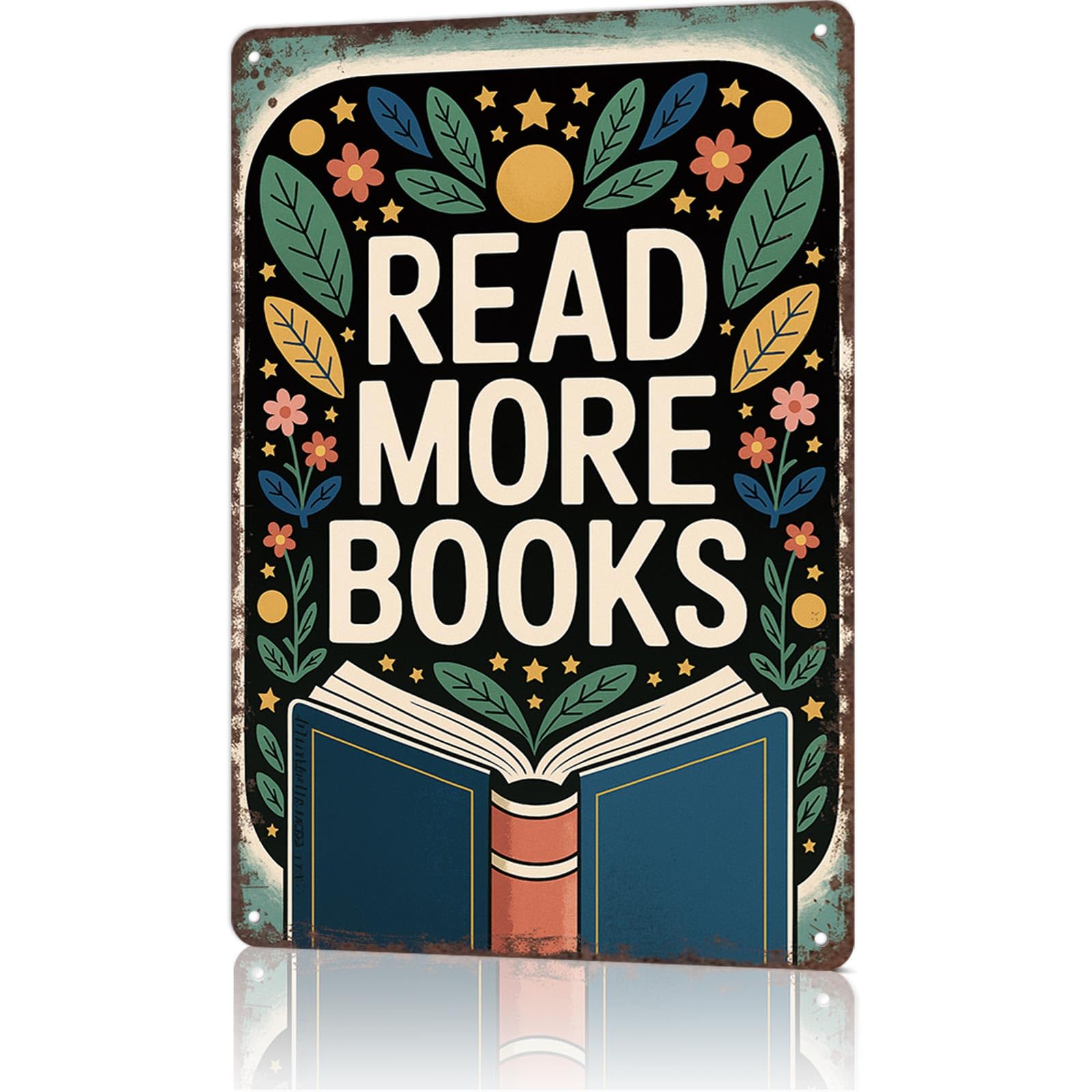 KWQDOZF Funny Metal Signs Poster 8x12inch Read More Books Aluminum Sign Wall Art For Home Room Bedroom Office Decor