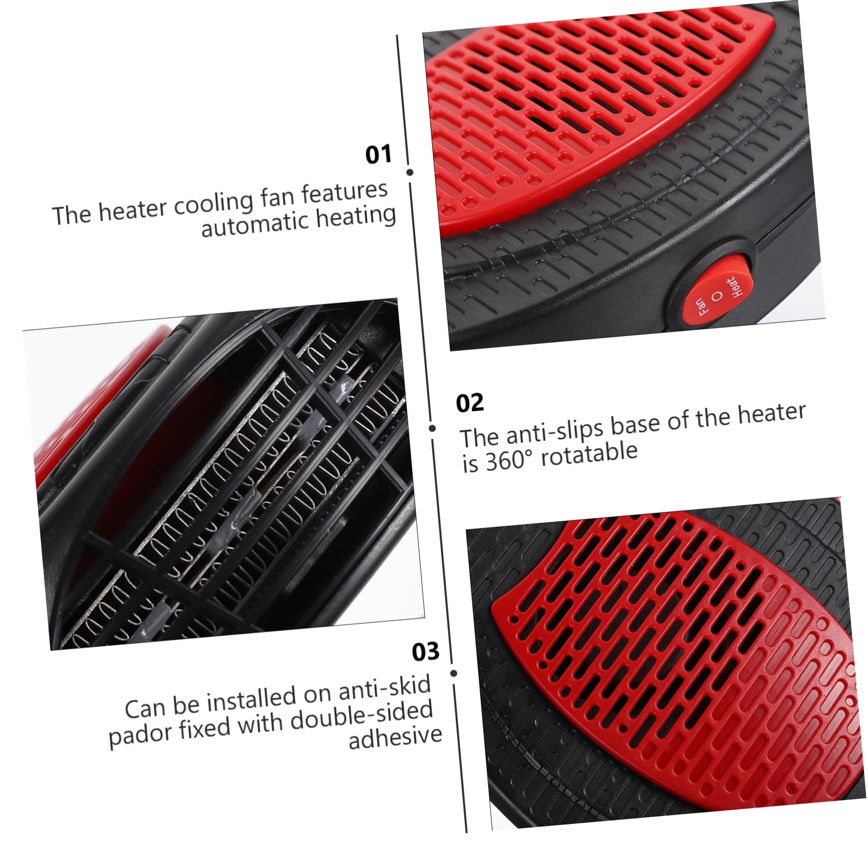 OUNONA calentador coche calefacción portátil para coche descongelador parabrisas ventiladores portátiles desempañador parabrisas coche desempañador coche auto AbS rojo