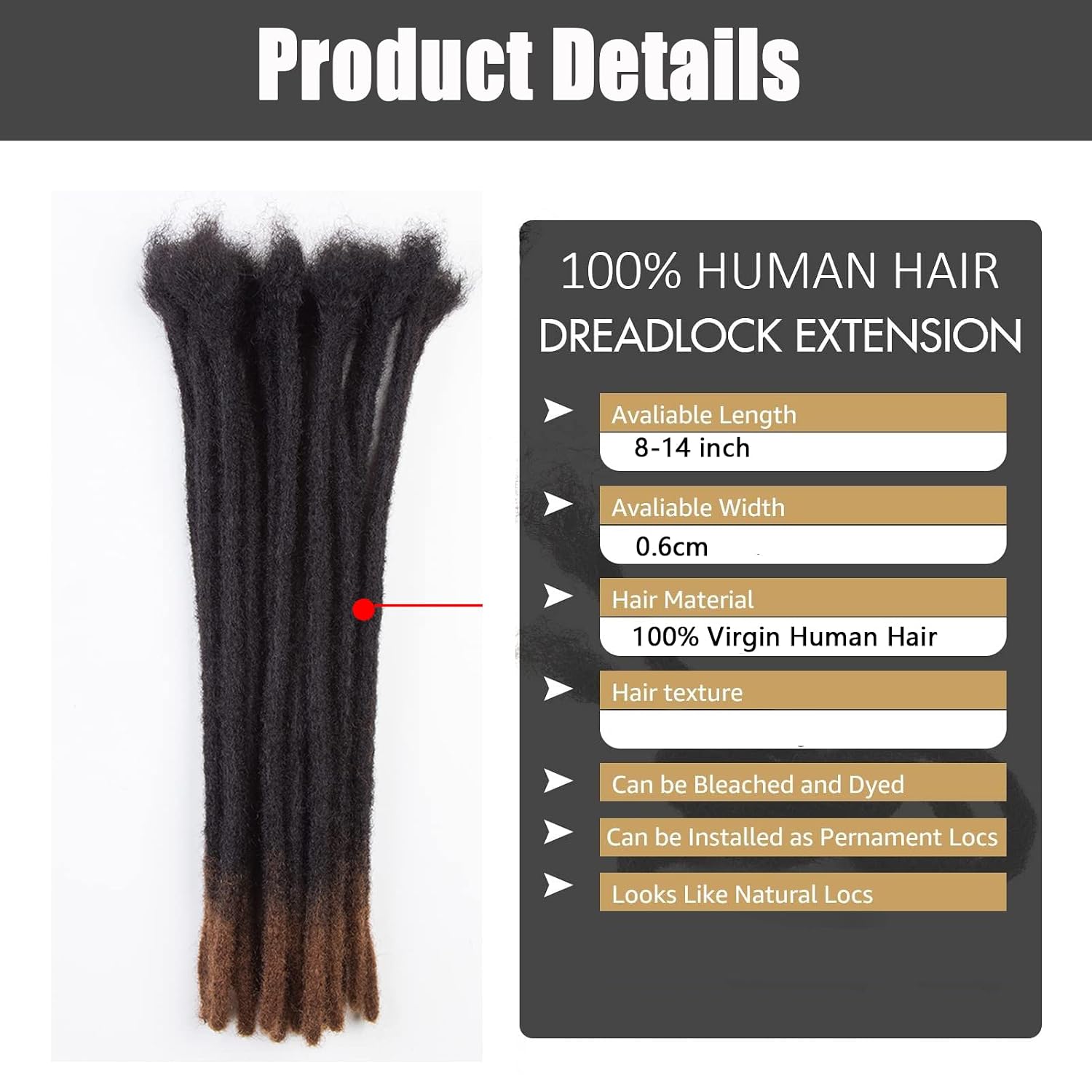 0.6 cm Thickness 8 Inch #T1B/30 30 Strands 100% Real Human Hair Dreadlock Extensions for Men and Women. Handmade for Full Head, Can Be Dyed and Bleached. Dreadlocks Bulk Permanent Locs