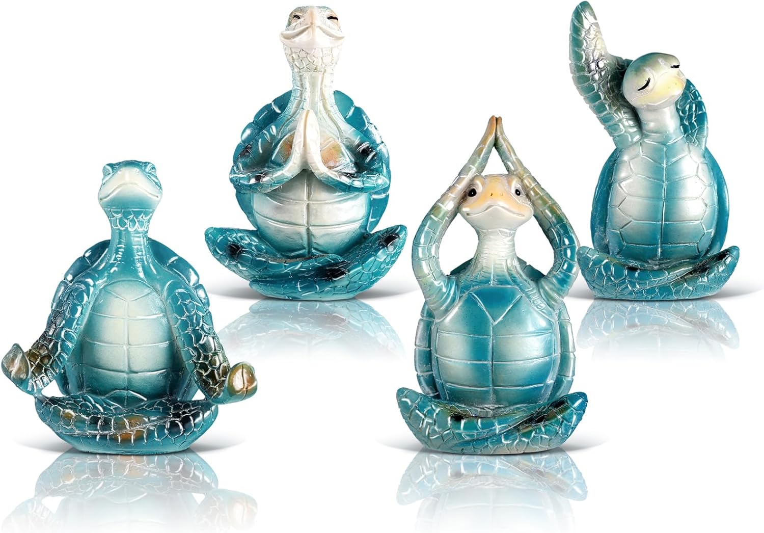 4 Pcs Sea Turtle Meditation Yoga Figurines Decor Teal Coastal Ocean Beach Tropical Room Decor Turtle Statues Zen Yoga Resin Figurines for Bathroom Home Bedroom Table Desk Office(Classic) 4 Pcs Sea Turtle Meditation Yoga Figurines Decor Teal Coastal Ocean Beach Tropical Room Decor Turtle Statues Zen Yoga Resin Figurines for Bathroom Home Bedroom Table Desk Office(Classic)