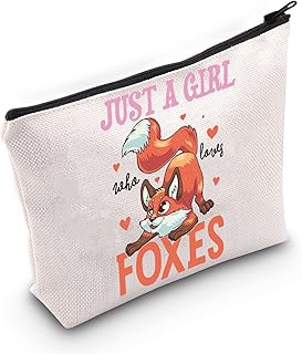 WZMPA Foxes Cosmetic Makeup Bag Foxes Lovers Gift Just A Girl Who Loves Foxes Forest Animal Zipper Pouch For Women Girls, Girl Loves Foxes