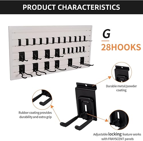 Miniatura 20 de Slatwall Panel organizador de pared de garaje, sistema de almacenamiento de pared de listones de garaje de alta resistencia, paneles de pared