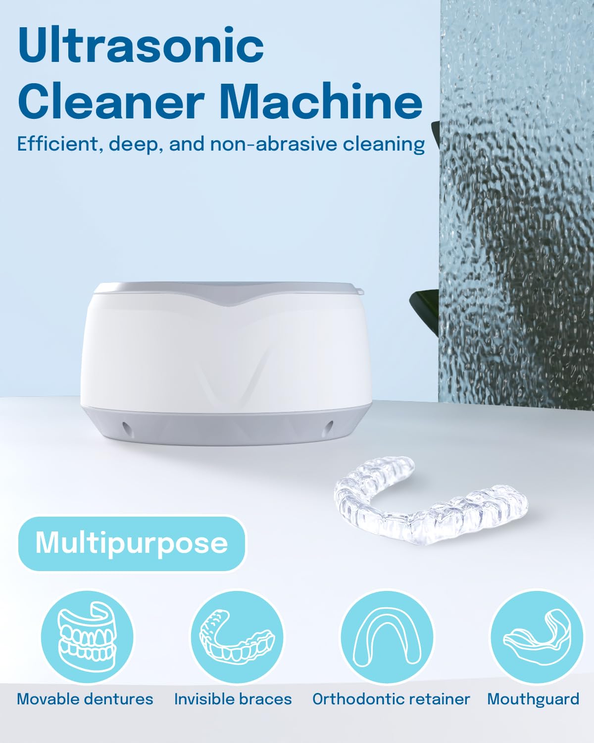 Dental Pod Ultrasonic Cleaner Retainer Denture Cleaning - 43k LED Light ...