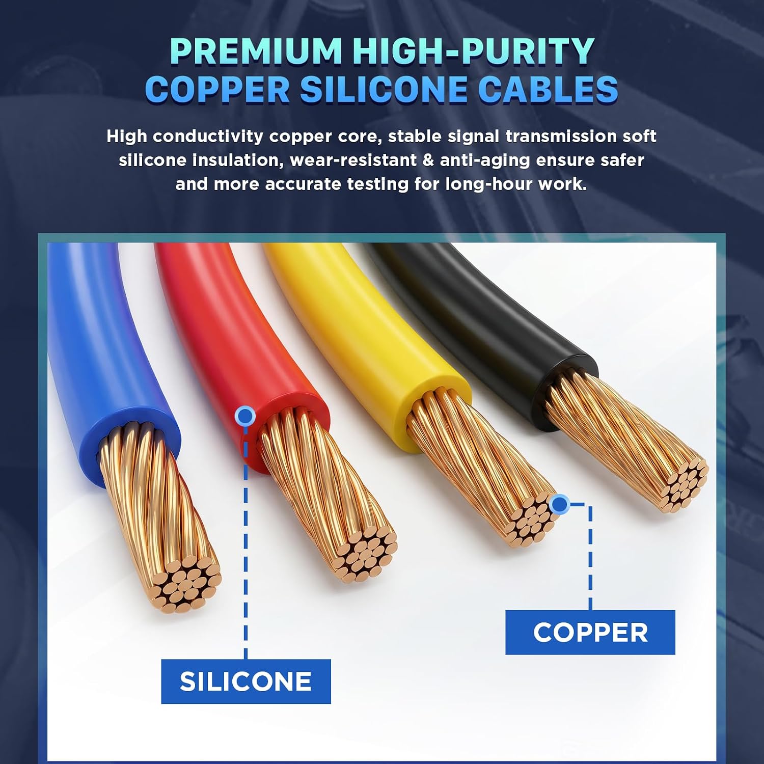 AUTOOL 92PCS Multimeter Test Lead Kit, Multi-Size Terminal Adapters Banana Plug Test Leads Backprobe