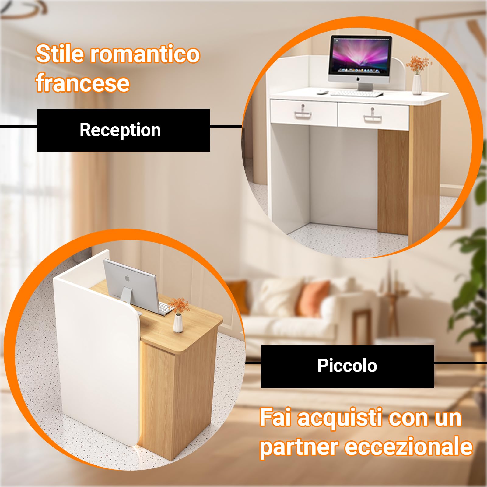 Bancone Negozio Cassa Tavolo, Reception Estetica, Banco Reception Ufficio, per Ufficio,Hotel,Negozi di Abbigliamento,Pasticcerie,Frutterie(Nero)