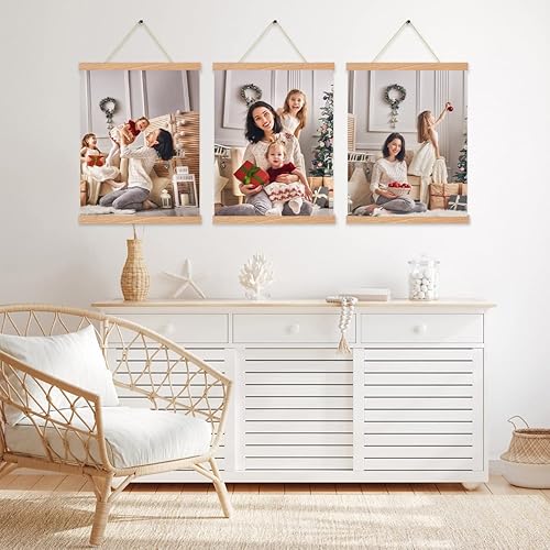 Vista 4 de Paquete de 3 marcos magnéticos para colgar pósteres, de 20 pulgadas, color pino, 20 x 24, 20 x 30, 20 x 28 pulgadas, marcos magnéticos de madera