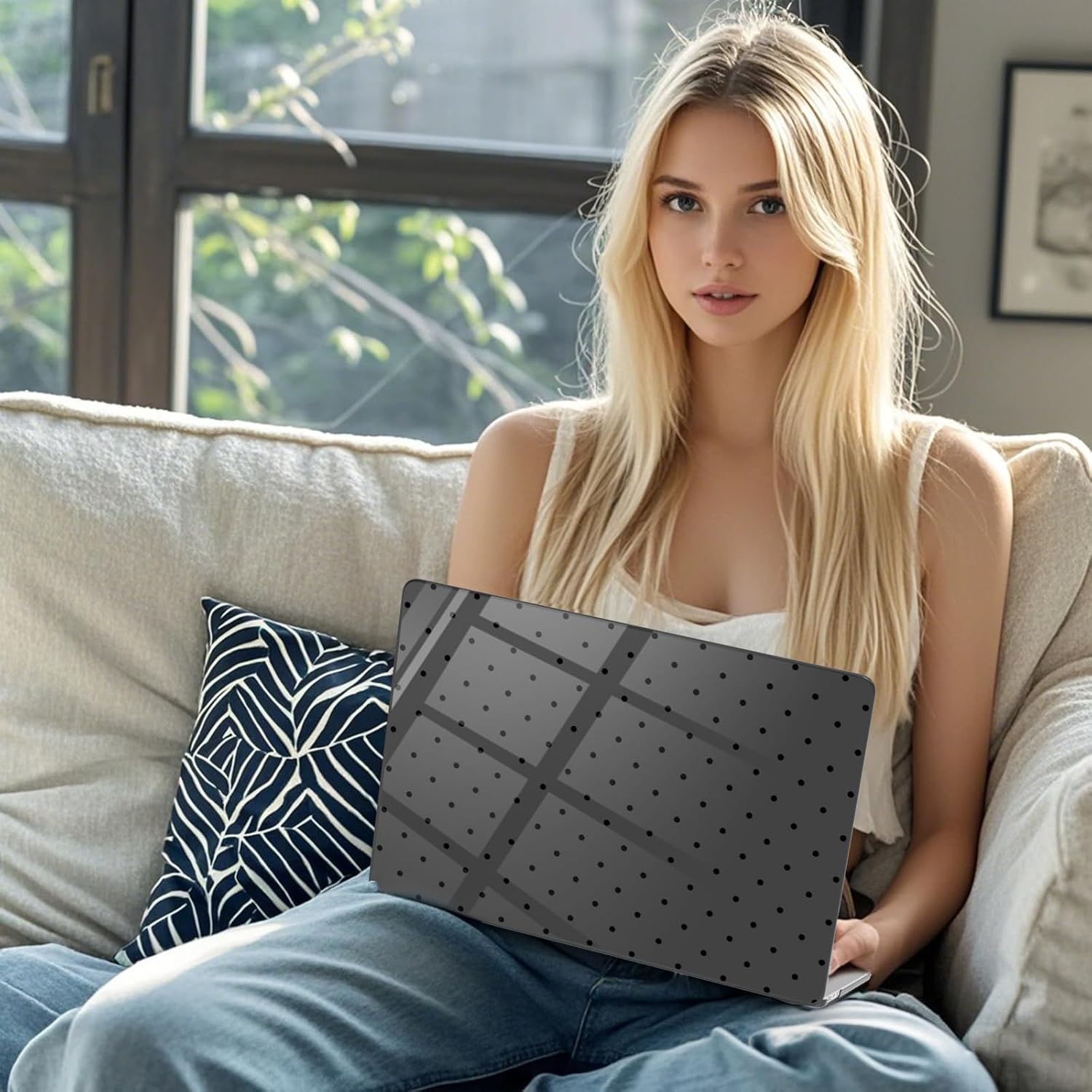 Compatible with MacBook Air 13 inch Case M1 A2337 A2179 A1932 2022 2021 2020 2019 Release, Cute Polka Dot Protective Hard Shell Clear Black Cover for MacBook Air 13.3 inch