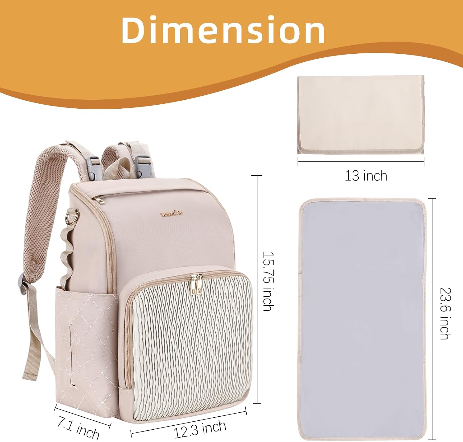 Stylish Baby Diaper Bag, Baby Bag with Changing Pad, Pacifier Case& Stroller Straps, Large Diaper Backpack Boy Girl, Water Resistant Travel Diaper Backpack for Mom Dad - Image 4