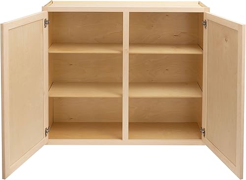 Miniatura 5 de Quicklock RTA (Ready-to-Assemble) 30" Tall Wall Kitchen Cabinets - Shaker Style | 100% Hardwood | Made in America | Soft Close Hardware (Raw Maple,