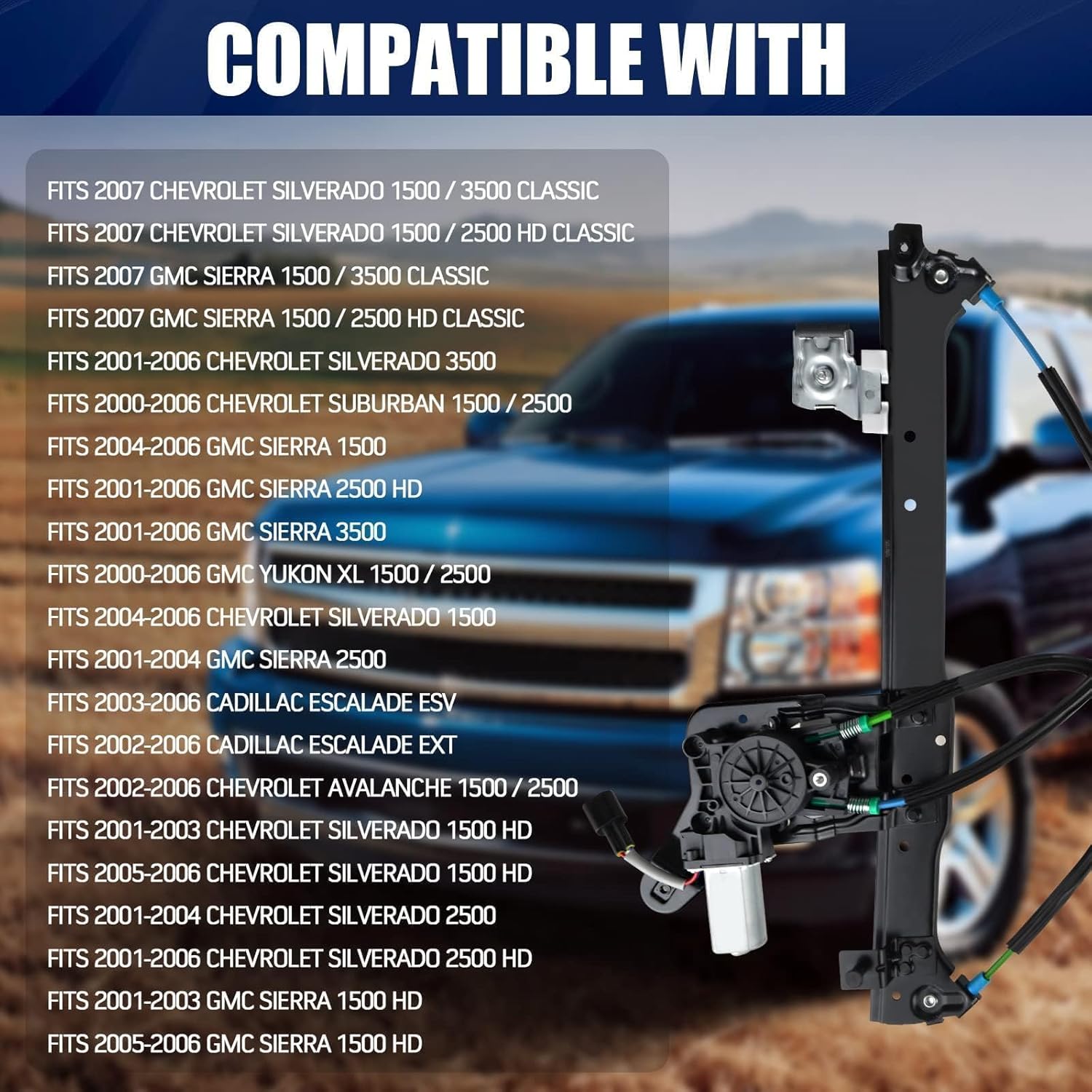 741-579 Rear Right Power Window Regulator and Motor Assembly Compatible with Chevrolet Silverado Suburban Avalanche 1500 2500 3500 2002-2006