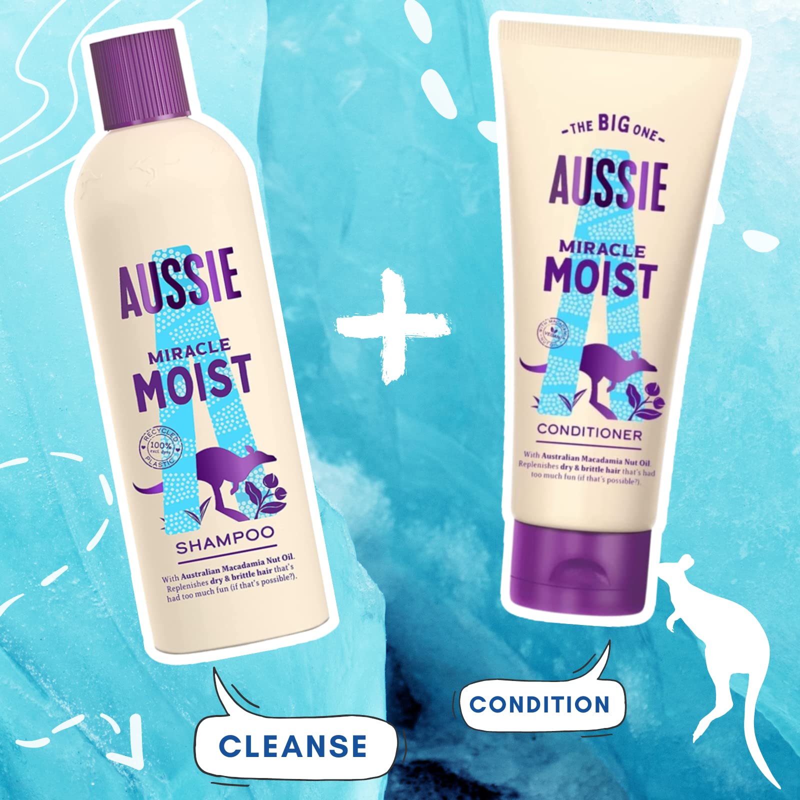 Dry Hair Shampoo Conditioner Set including 1x Aussie Miracle Moist Shampoo 300ml - Image 3