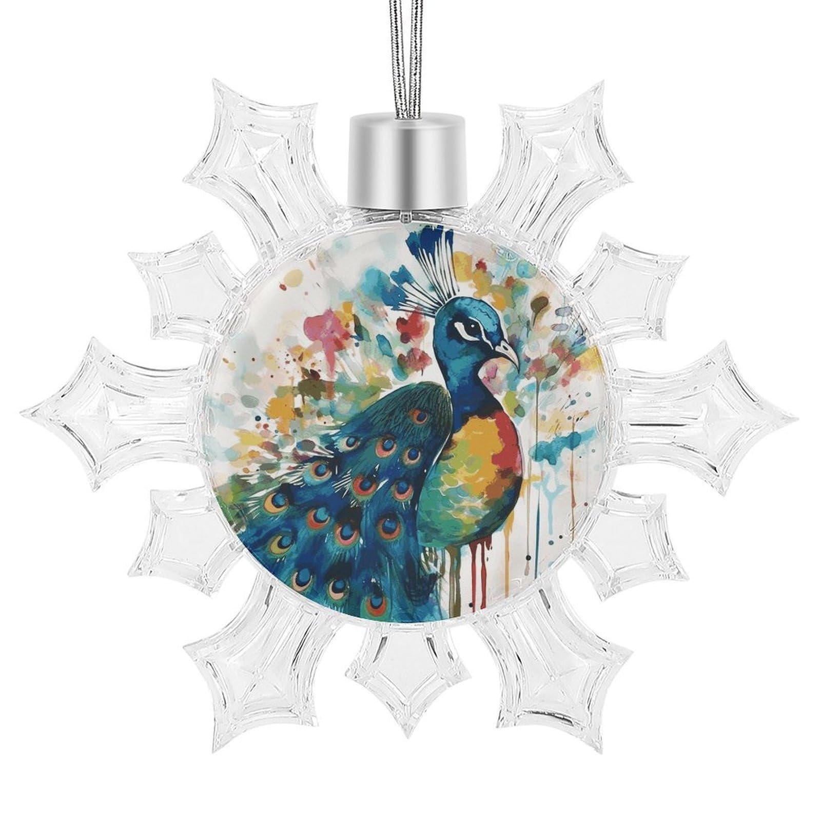 Watercolor Peacock Snowflake Ornaments Cute Snowflake Pendant Exquisite Christmas Tree Ornaments for Christmas Weddings New Year Birthday Holiday Celebration