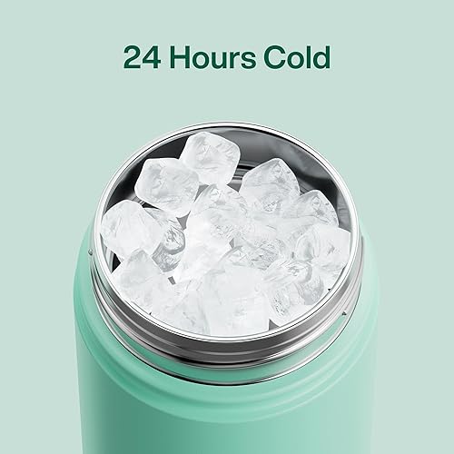 Miniatura 957 de ENCOOL Botella de agua aislada con popote, de acero inoxidable, a prueba de fugas, sin BPA, al vacío de doble pared que se mantiene fría durante 24