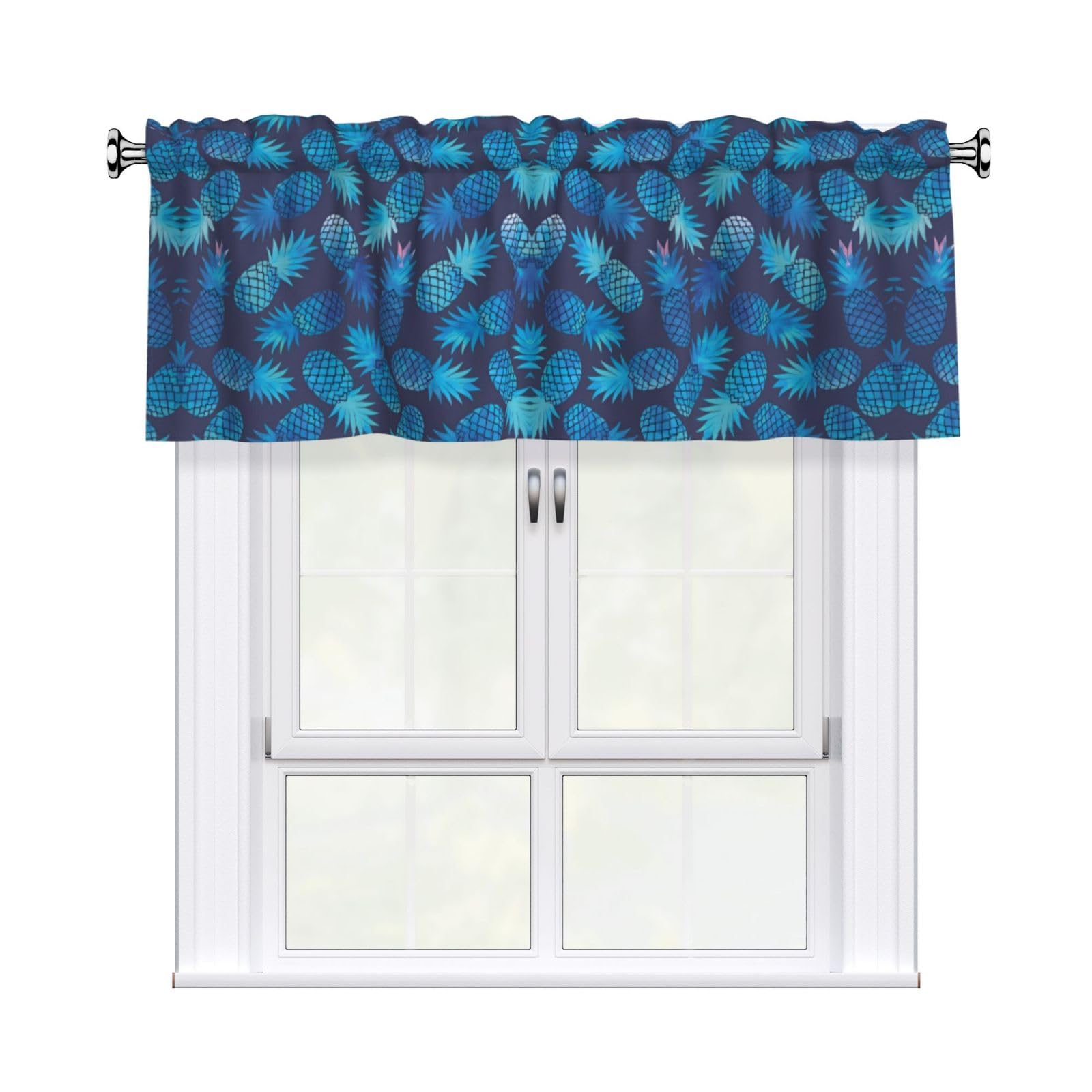 WHJSSF Blue pineapple Prints Housewarming Gift – Peach Skin Window Valance 54x18 for a Cozy Kitchen Refresh