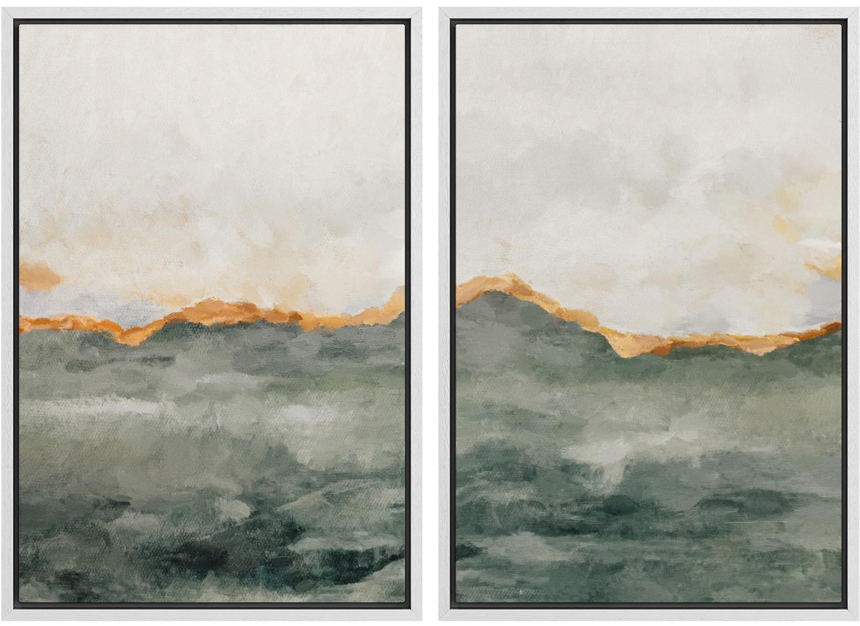 MUDECOR Framed Canvas Print Wall Art Set Watercolor Pastel Green Tan Landscape Abstract Shapes Illustrations Modern Art Decorative Contemporary for Living Room, Bedroom, Office - 16"x24"x2 Natural — view 135