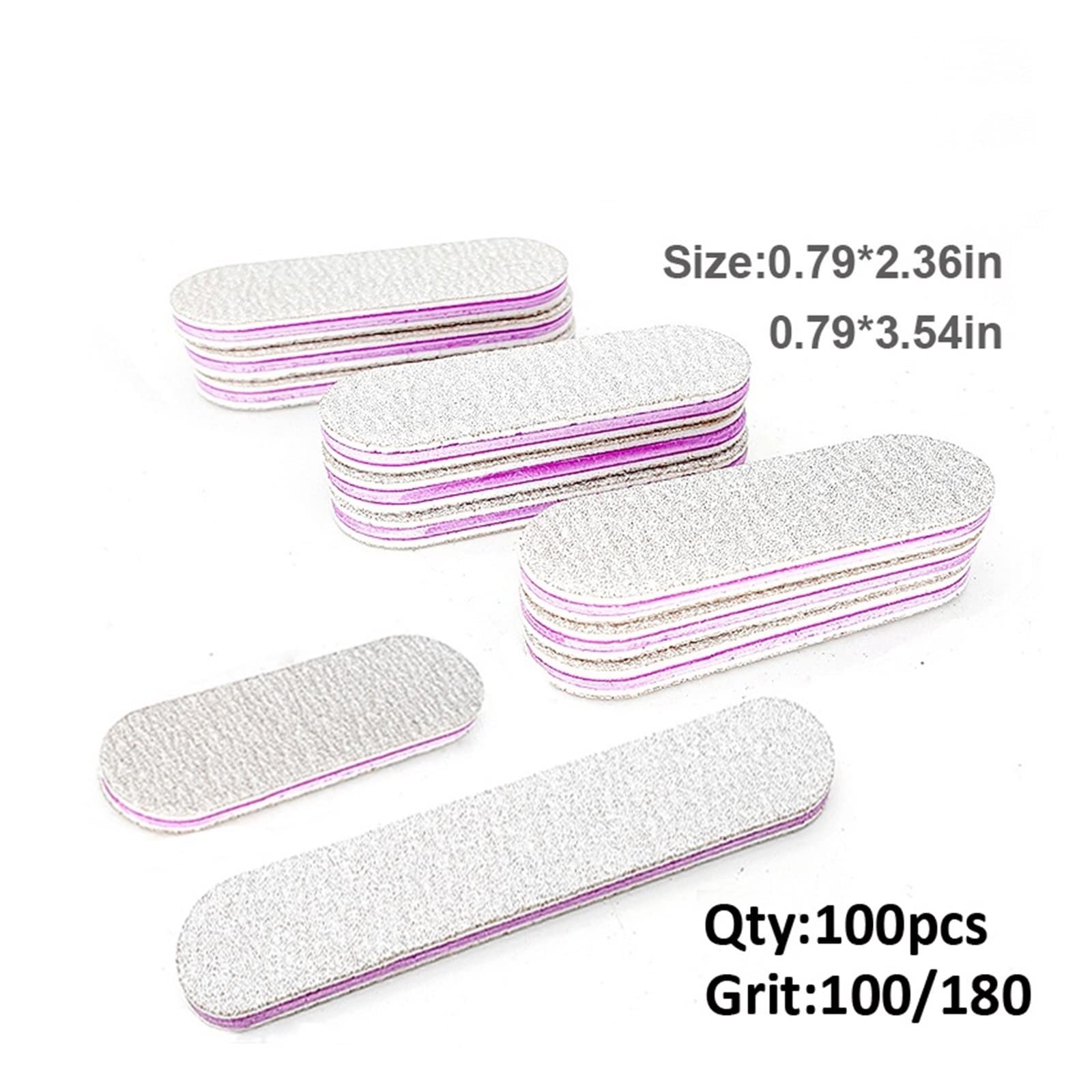 TRUSTTWO 100 unids/Lote Mini limas de uñas 100 180 Profesional Gris Recto Fuerte Papel de Lija limas de uñas for manicura The 6cm-100pcs