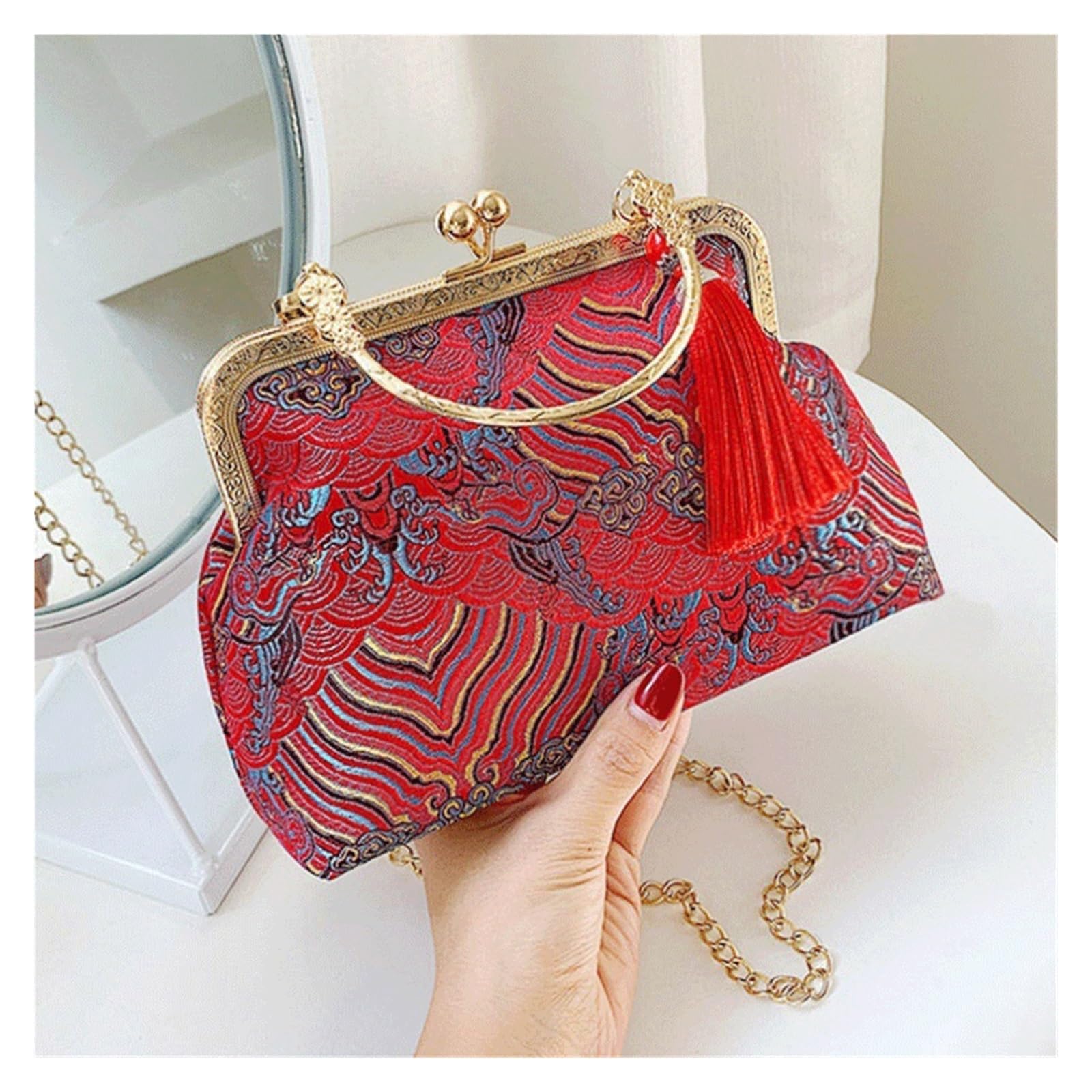 Sac de mariage brodé main bouche or le cadeau parfait pour une mère