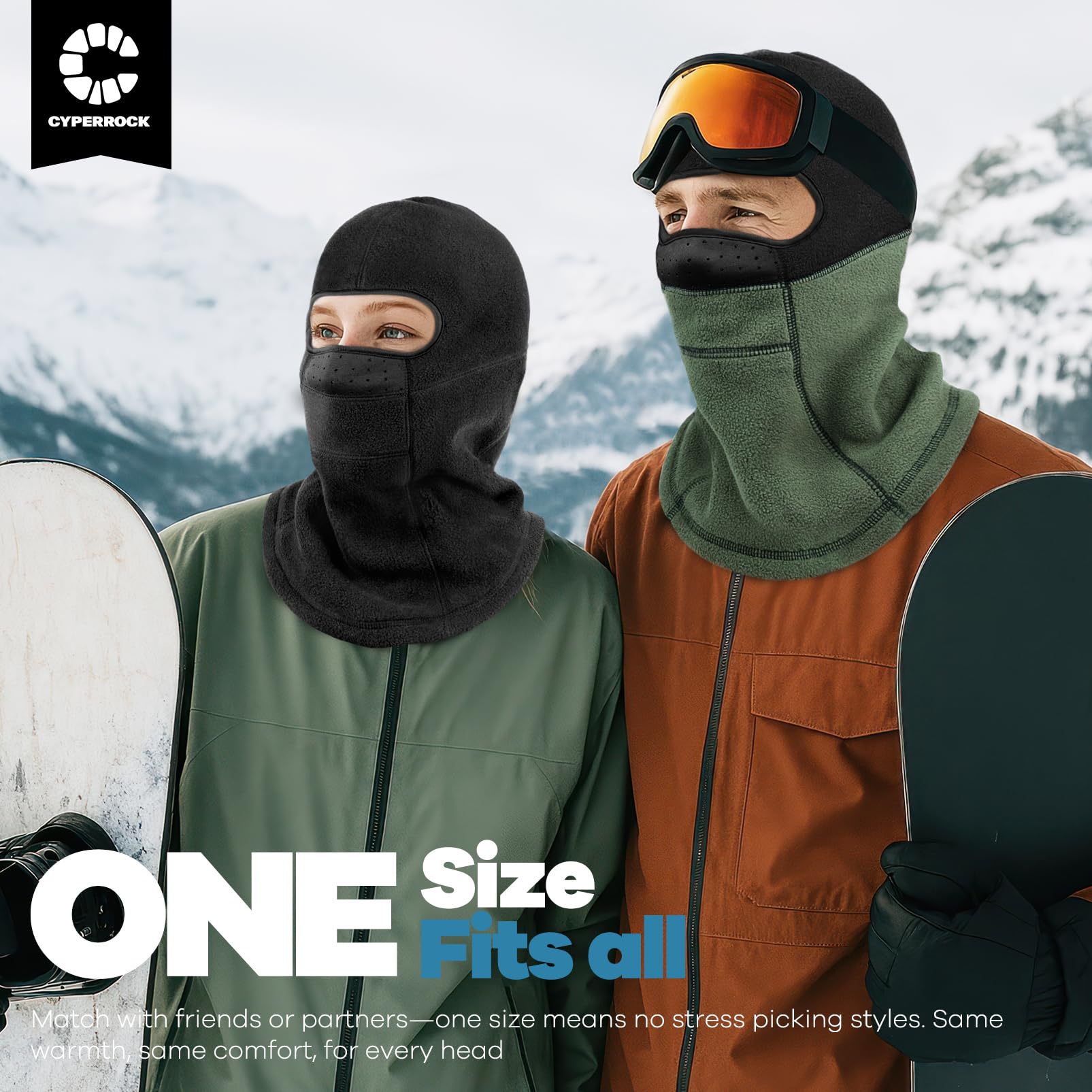 CYPERROCK Fleece Balaclava Warm Ski Mask Winter Thermal Windproof Motorcycle Face Mask for Men Women — view 7
