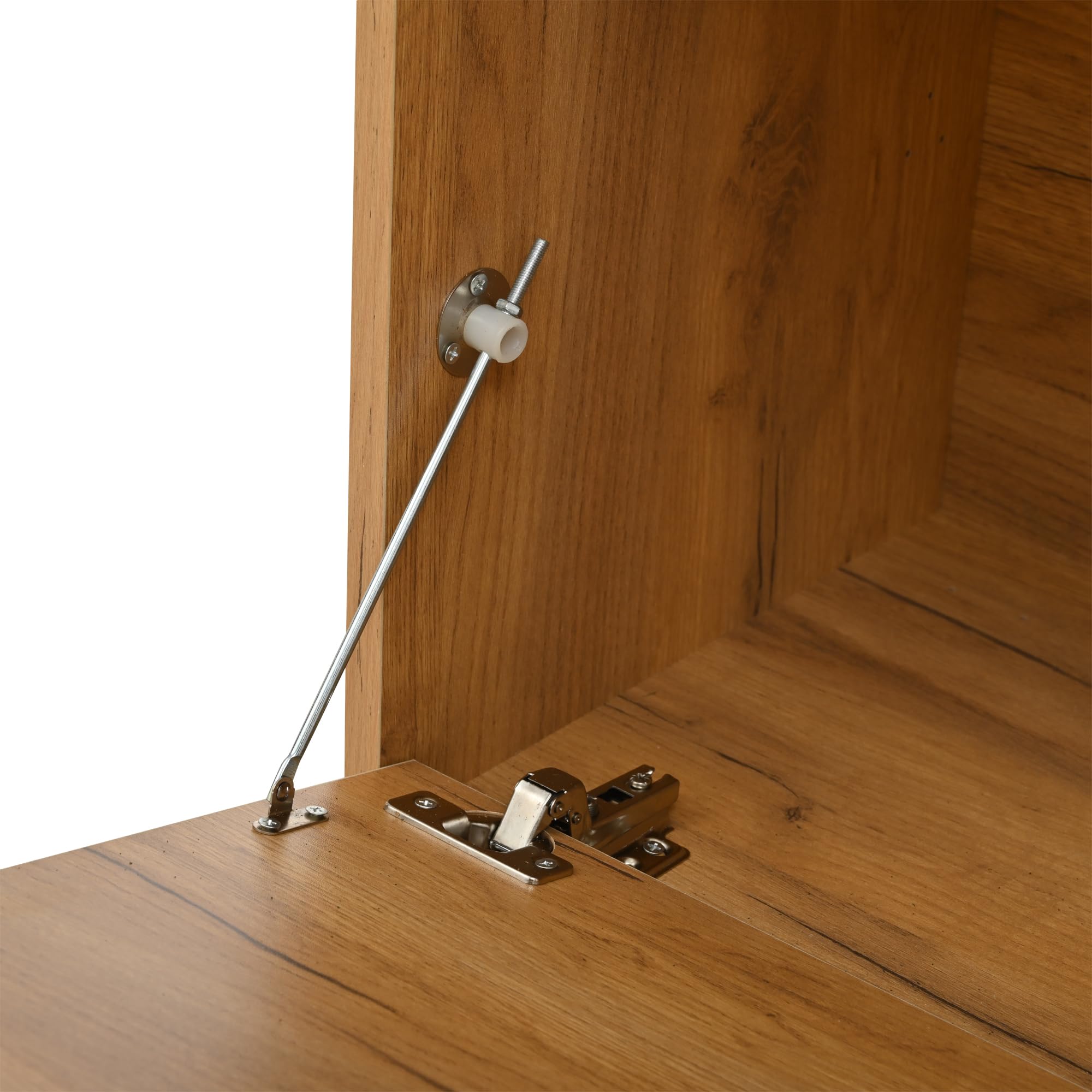 Garderobenschränke 100x33x190cm, 6-in-1-Eingangsschrank, zum Aufhängen von Mänteln, Flurschrank mit Wäscheständer & Spiegel, Schrank mit unterer Tür, Holzfarbe