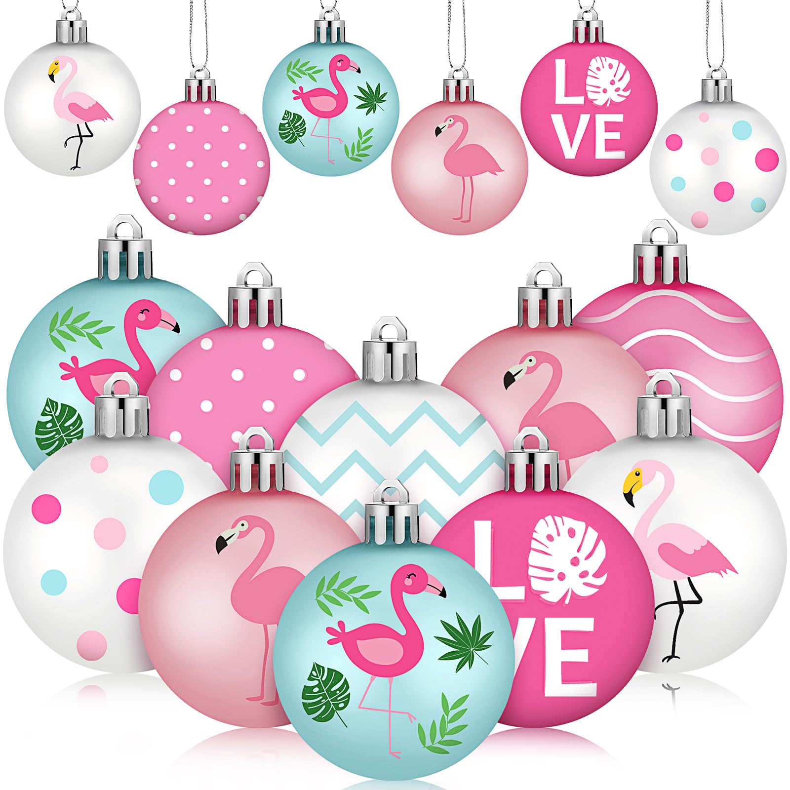 Photo 1 of Silipull Flamingo Ornaments - 24 Pcs Pink 2 Inch