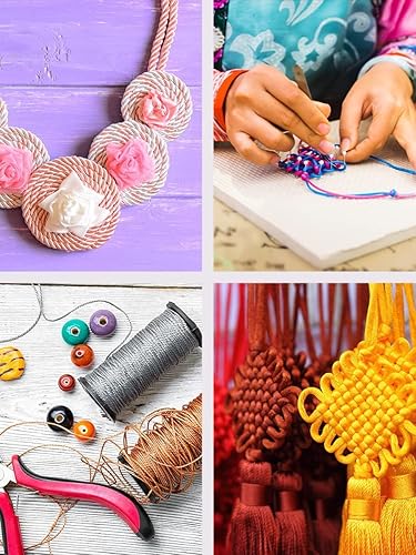 Miniatura 4 de Mandala Crafts Cordón de satén de nailon  Cordón de nailon de 0.079 pulgadas para hacer joyas  Cuerda de nailon trenzado de satén de nailon trenzado