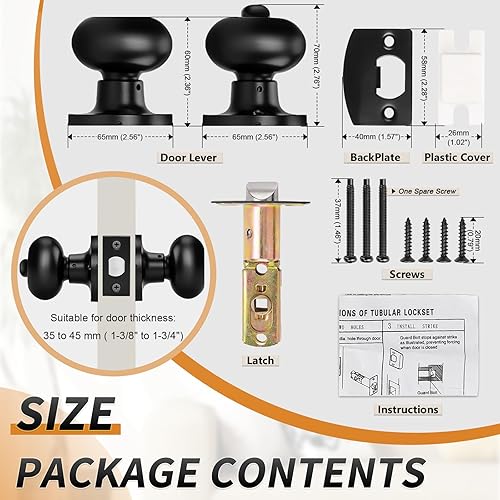 Miniatura 5 de Probrico Pomos ovalados de privacidad para puerta, pomo de puerta de níquel cepillado con cerradura para baño, perilla de puerta de bloqueo sin