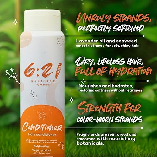 Miniatura 3 de Acondicionador profundo 621 para control del encrespamiento, 16 onzas, cuidado del cabello para mujeres. Enriquecido con algas marinas y coco para