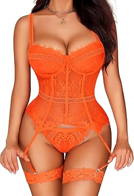 Avidlove Lingerie for Women Lace Corset and Panty Outfits Garter Lingerie Sets S-XXL