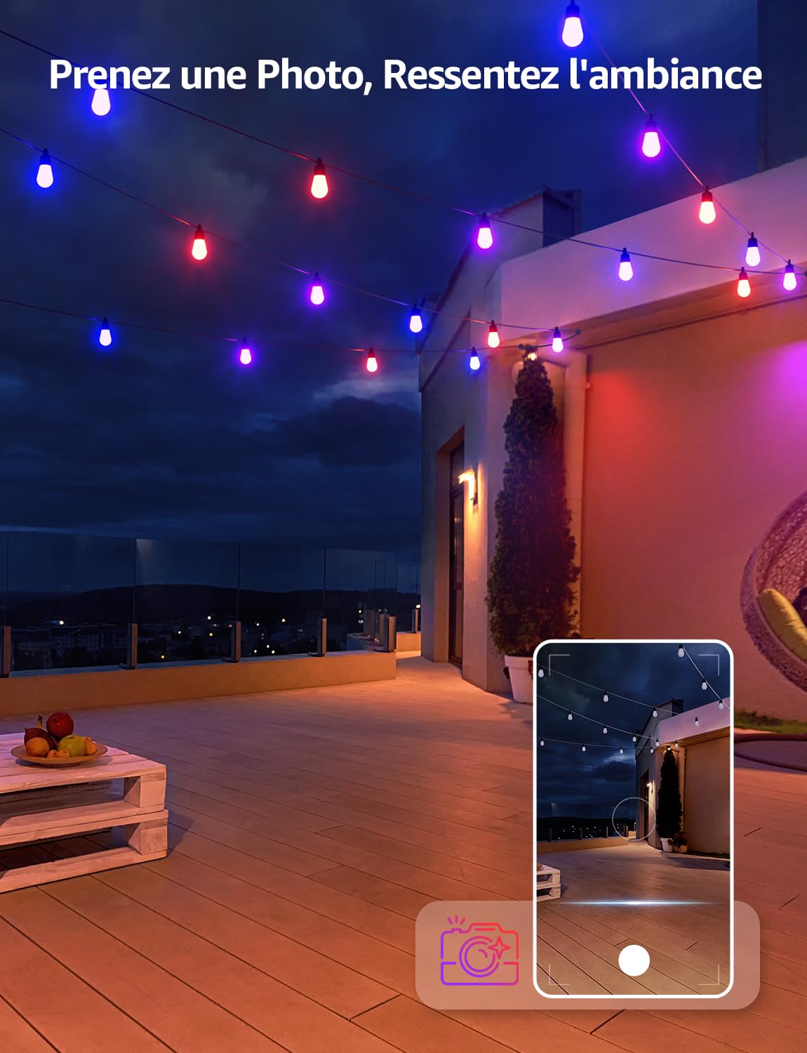Lepro ZB1 IA Guirlande Lumineuse Extérieur Intelligente 15M Contrôle Vocal | Concepteur d'Éclairage IA Personnalisé, Music Sync, Contrôle Segmenté Intelligent Compatible avec Alexa et Google Assistant