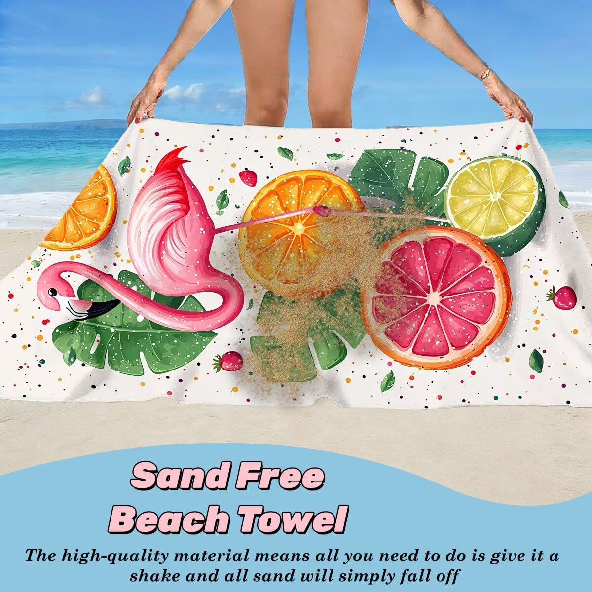 Juego de 2 Toalla Playa Grande 80x160 cm, Secado Rapido Toalla Microfibra Gimnasio, Antiarena Toallas de Playa flamencos, Grande Ligera Compacta Toallas Microfibra Mujer Hombre para Yoga Viaje -4720