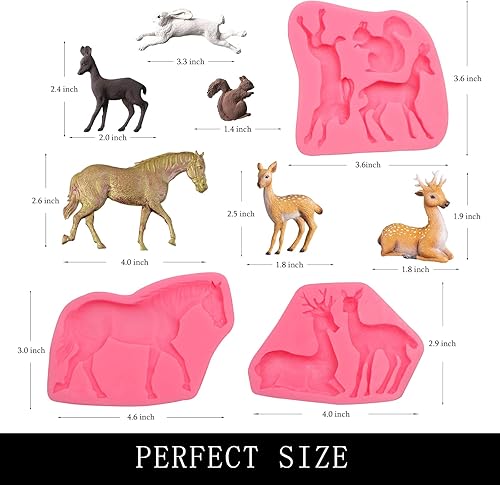 Miniatura 2 de Moldes de silicona de chocolate, 3 paquetes de moldes de fondant de animales Sika para decoración de pasteles con temática de animales del bosque,