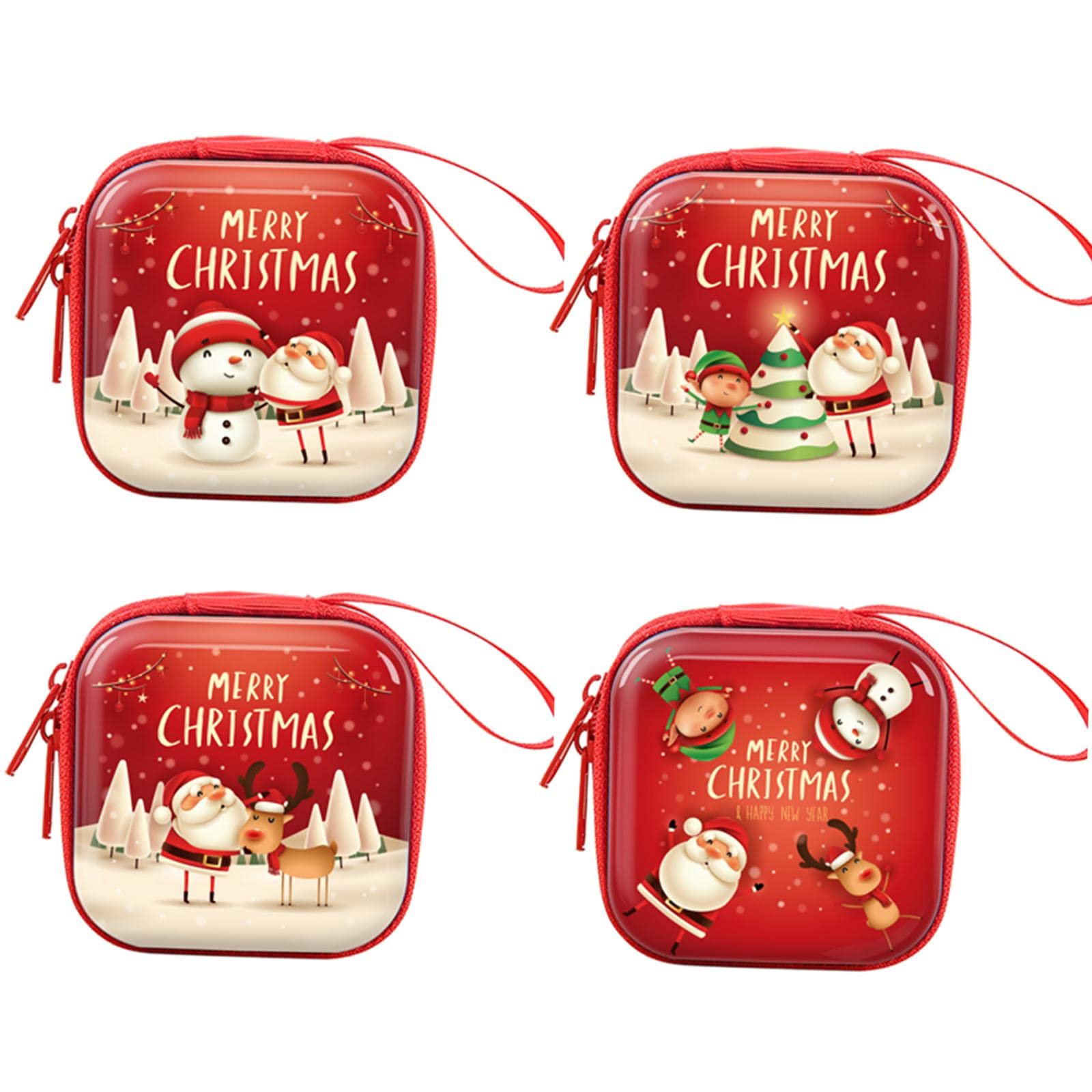 nivaa 4 Pieces Coin Key Holder Christmas Coin Purse for Table Bedroom for Children Square-picture-14