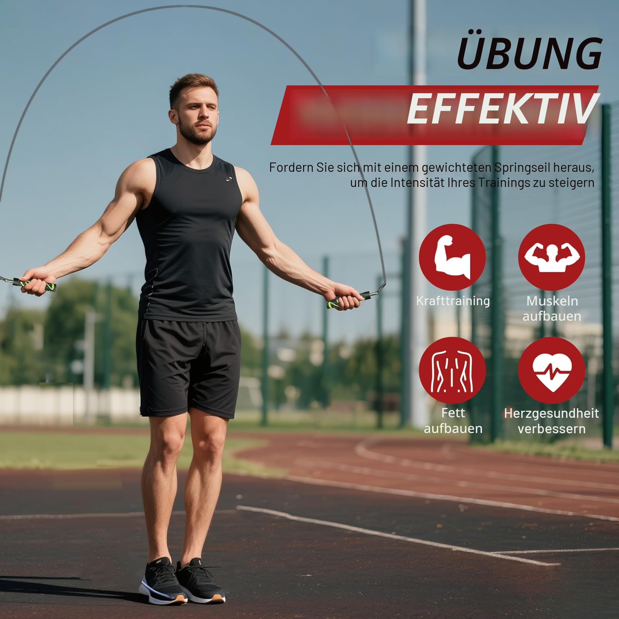 Profi Gewichtsspringseil Erwachsene – Verstellbares Fitnessseil mit 3 Seilen (1/5LB,1/4LB,1/2LB), Ledergriffen & Gewichtssteigerung für Fettverbrennung, Home-Gym, Boxtraining