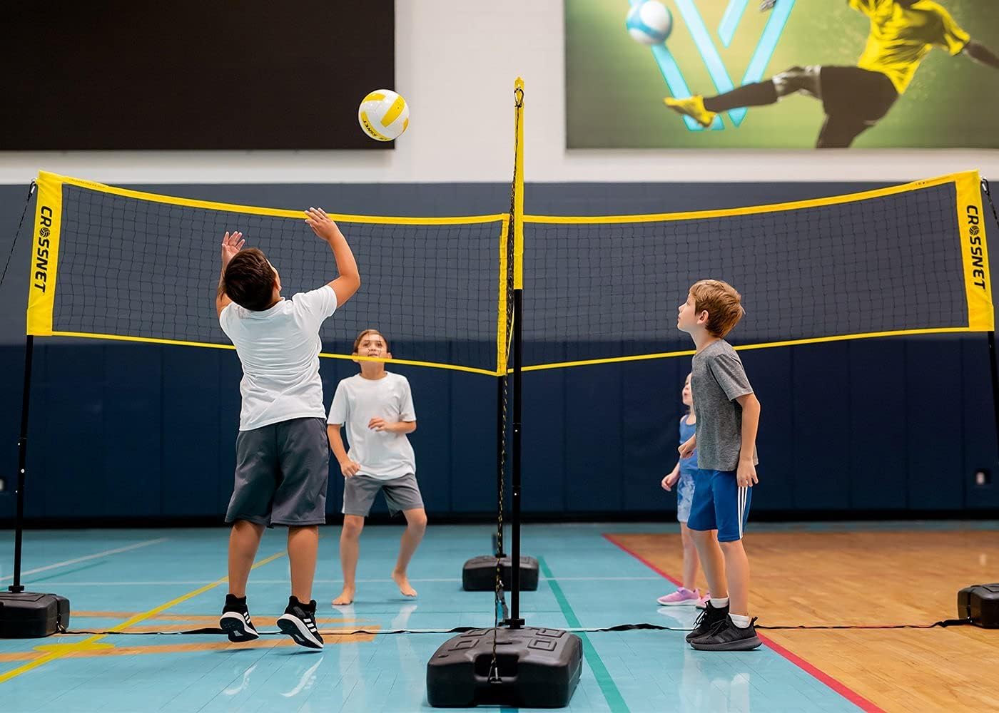 CROSSNET Indoor Base Set for 4-Square Volleyball Net - Includes 4 Fillable Base Set for Indoor Gameplay - Quick Assemble Outdoor Games - 4 Way Volleyball Game Base Set for Kids and Adults : Sports & Outdoors