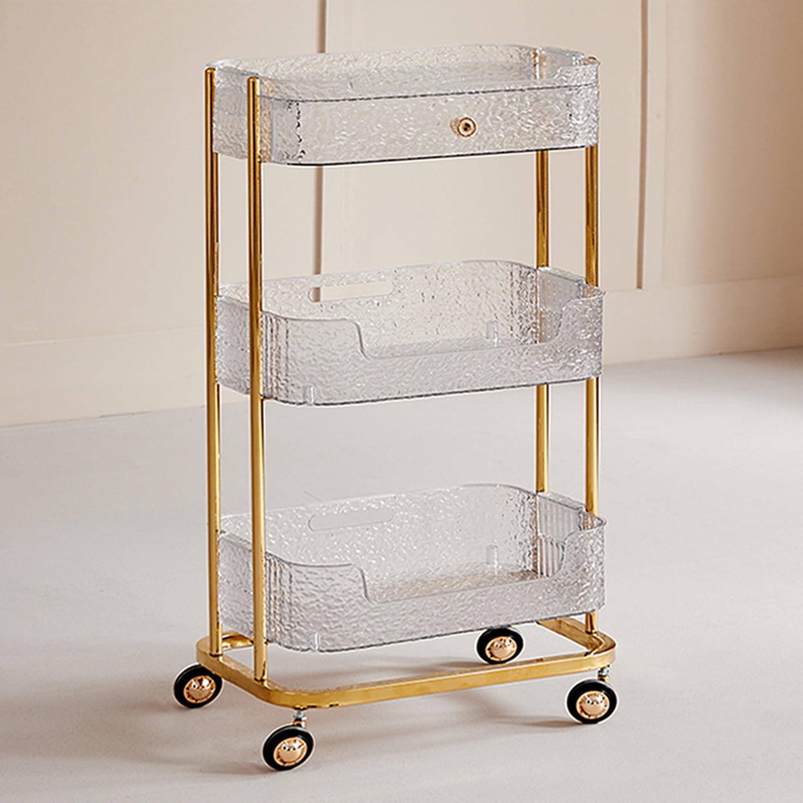 Amazon.co.jp: キッチンワゴン 透明アクリル 引き出し付き 多