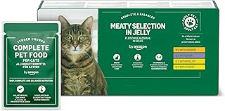 by Amazon Katzenfutter, nass, getreidefreies, für ausgewachsene Katzen, Fleischauswahl in Gelee, 4,8 kg (48 Packungen à 100 g) product image