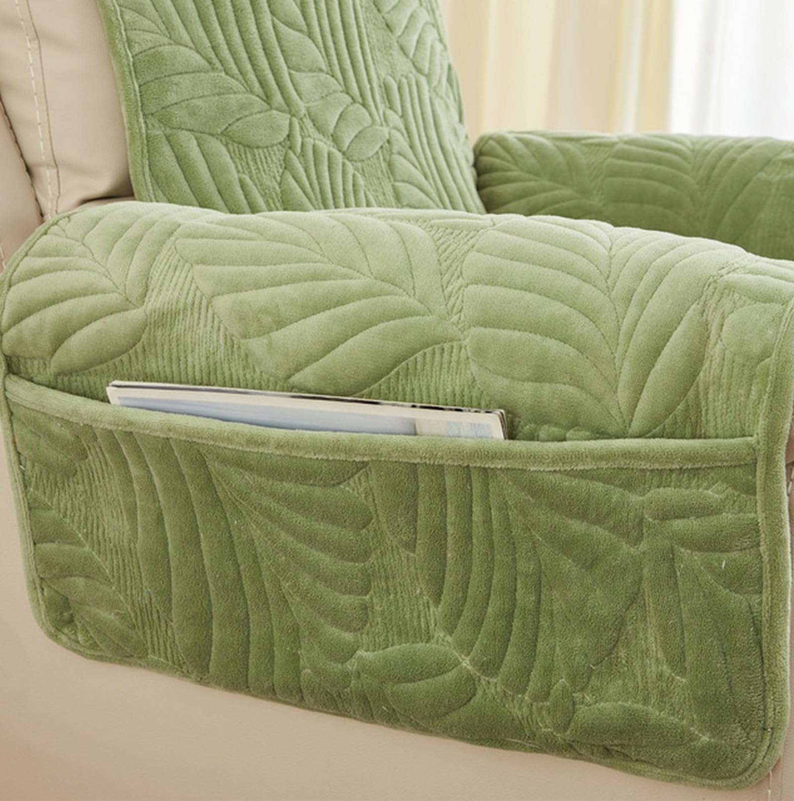 Fansu Funda Sillon Relax Reclinable 1 Plaza, Funda Sillon Relax with Pockets Non-Slip Fabric Couch Cover, Hoja Espesar Peluche Corto Sillón Relax Funda Reclinable, Cubre sofá