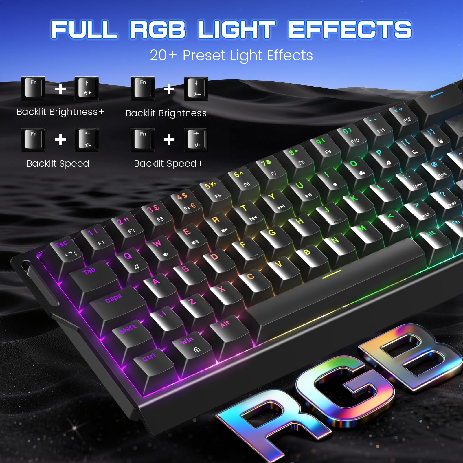 MAGIC-REFINER X68 HE Tastiera Rapid Trigger 8000Hz,Tastiera Magnetica Cablata,Attuazione Regolabile,Layout UK,Latenza 0,125ms,Precisione RT 0,01mm,Snap Tap,Retroilluminazione RGB