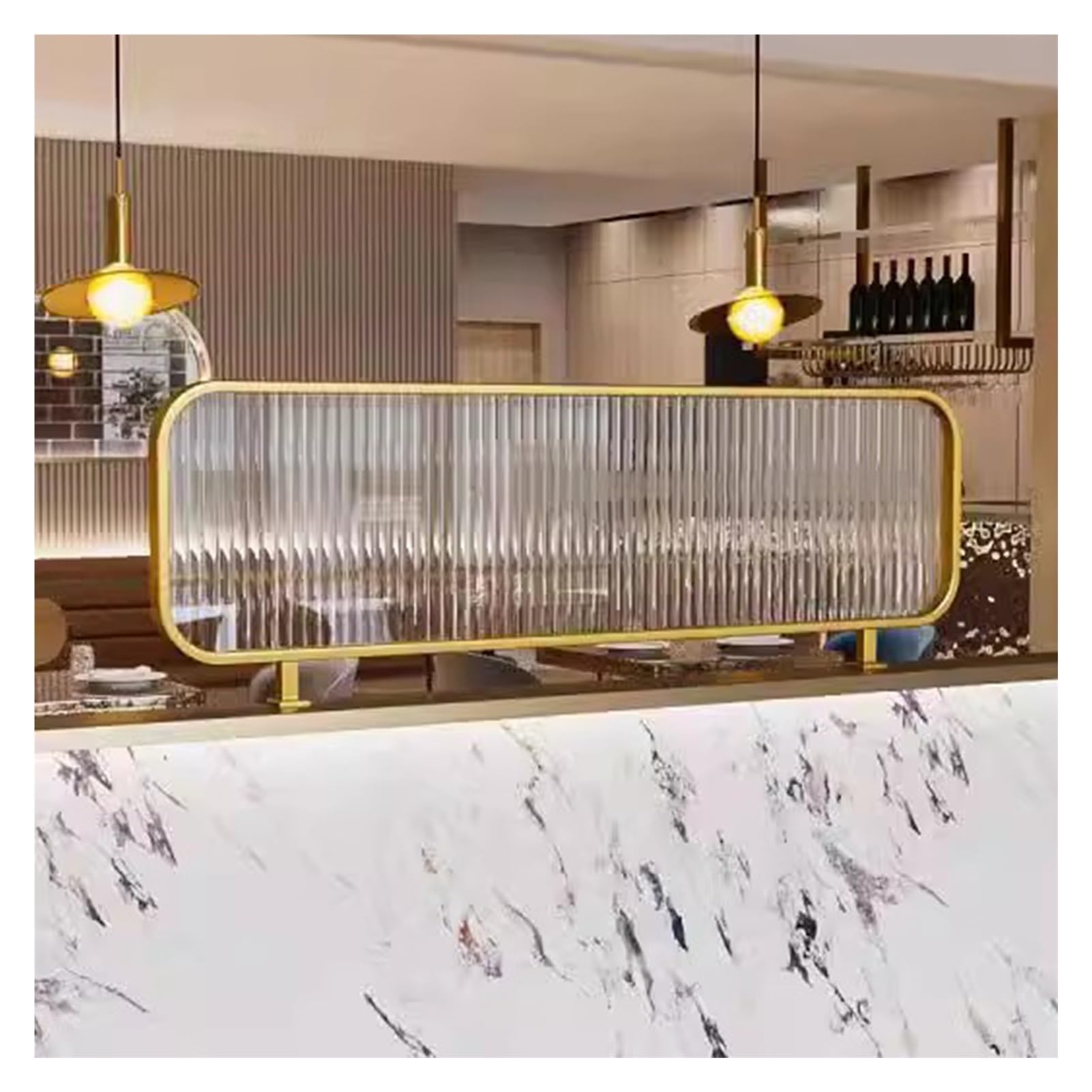 KLGFBDC Dividers For Dining Areas, Striped Matte Glass Restaurant Decorative Partitions, Raised Hot Pot Aisle Countertop Desk Divider, 30/50cm Low Fence(30x80cm)